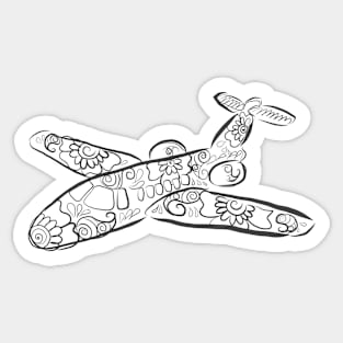 Airplane Line Drawing Sticker